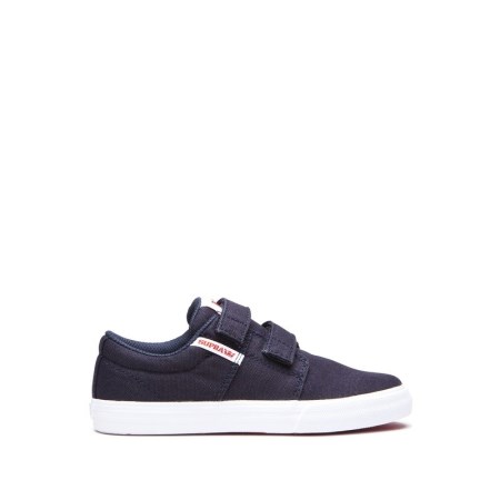 Supra Stacks II V Kids Low Tops Shoes Navy UK 96JRZ
